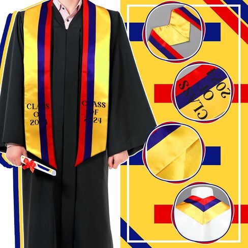 Colombia Graduation Stole Sash Class of 2024 Colombia Flag Stole Sash Countries Honor Stole Sash for Study Aboard International Colombia Student Accessories in Saudi Arabia