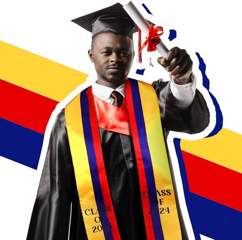 Colombia Graduation Stole Sash Class of 2024 Colombia Flag Stole Sash Countries Honor Stole Sash for Study Aboard International Colombia Student Accessories in Saudi Arabia