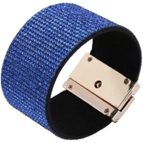 Yecomsy Bohemian Leather Wrap Bracelets Rhinestone Bangle Cuff Wrap Wristband Wide Edge Rhinestone Bracelet Boho Ethnic Leather Cuff Bracelet