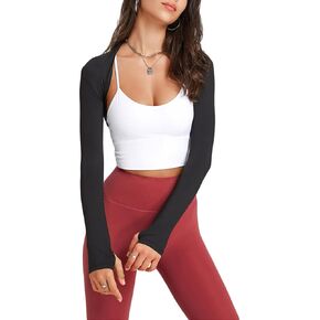 Women Workout Open Front Bolero Shrug Crop Top Long Sleeve Solid Slim Fit Casual Cropped Cardigan Yoga Summer