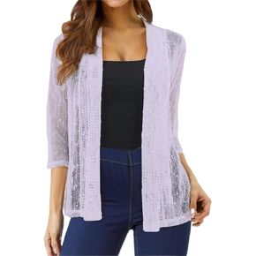 Yukiwi Sheer Shrug Cardigan Cropped Bolero Jacket Lightweight Mesh Crochet Cardigan