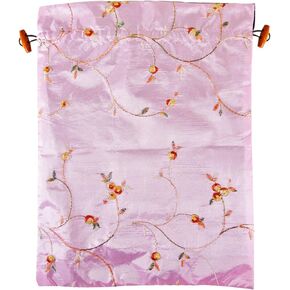 Wrapables Beautiful Embroidered Silk Travel Bag for Lingerie & Shoes - Pink