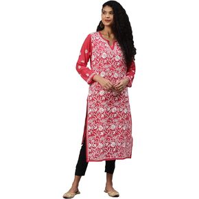 Ada Hand Embroidered Indian Chikankari Georgette Kurti Kurta with Slip for Women A90397