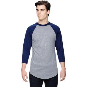 Augusta Sportswear mens Baseball Jersey 2.0 3 4 Sleeve, Athletic Heather/Navy, 3X-Large US
