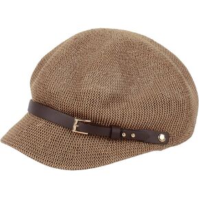 Women Summer Straw Woven Visor Sun Hat Newsboy Cap Painter Hat