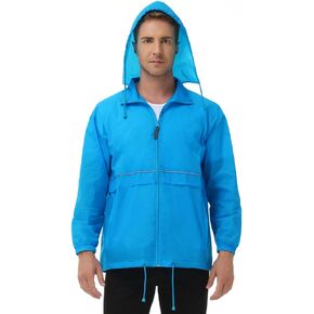 Corna Men's Packable Waterproof Rain Jackets Outdoor Lightweight Hiking Running Windbreaker Hooded Raincoat