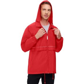 Corna Men's Packable Waterproof Rain Jackets Outdoor Lightweight Hiking Running Windbreaker Hooded Raincoat