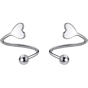 Sweet Heart Climber Crawler Hoop Earrings Sterling Silver 925 for Women Girls Minimalist Helix Twist Huggie Hoops Cuffs Cartilage Wrap Earring Piercing Fashion Jewelry Gifts