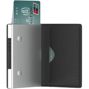 YJHWLF RFID BlockingStainless Steel Credit Card Holder, Men Women Metal Slim Wallet For Driver's License, ID Cards, Credit Cards, Or Business Cards (Black 10 grid)