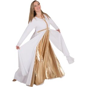 Long Sleeve Dress W/Metallic Front Cross