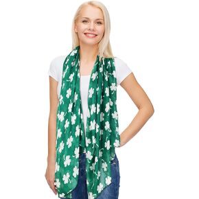 Skylety St. Patrick's Day Printed Scarf Long Shamrock Shawl Irish Theme Scarf for Holiday Outfits Accessories