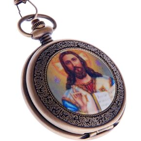 ساعة جيب جيسوس المسيح كوارتز مع سلسلة مسيحية دينية للرجال والنساء من شوبي ووتش PW-49 in Kuwait