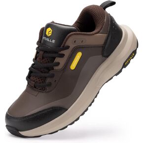 FitVille Men's Extra Wide Hiking Shoes Outdoor Walking Shoes Low-top Waterproof Work Shoes Soft Toe with Arch Support for Heel Pain Relief - Rugged Core