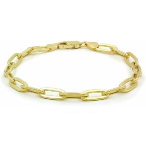 Nuragold 14k Yellow Gold 6mm Paperclip Elongated Rolo Cable Link Chain Bracelet, Womens Jewelry Lobster Clasp 7" 7.5" 8"
