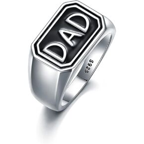 Dad Signet Ring for Men Sterling Silver Men's Ring Fathers Day Jewelry Gifts Birthday Gifts For Men Grandpa
