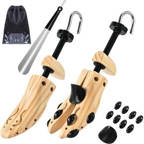 JJDPARTS Wooden Shoe Stretcher, Pair 4-Way Shoe Expander Widener Wooden Shoe Tree Extender spiral pattern for Women and Men