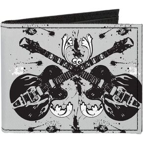 Buckle-Down Men's Standard Canvas Bifold Wallet Electric Guitars, 4.0" x 3.5"