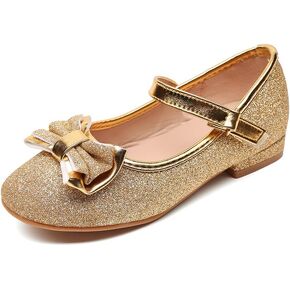 Chiximaxu Girls Mary Jane Shoes Glitter Wedding Dress Flats Party Pump Shoes