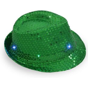 Mardi Gras LED Light Up Sequin Fedora Hats for Men & Women Carnival Party Hat Supplies