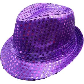 Women Men Sequin Fedora Hat Glitter Solid Color Dance Party Performance Hat Bling Shining Hat in Saudi Arabia