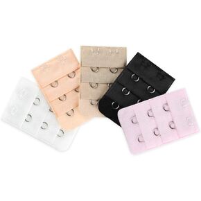 Allegra K 5 Pcs 2 Hooks Bra Extender Strap Extention Pale Pink Beige White for Ladies