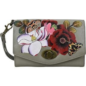 Anna by Anuschka Women's Hand-Painted Genuine Leather Vintage Wristlet Clutch
