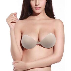 Semme 3CM Thick Padded Strapless Backless Push Up Silicon Adhesive Invisible Nude Bra(Skin A)
