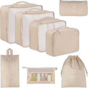 Vercord 8 Set Travel Packing Pods Luggage Organizers Cubes with Laundry Bags Accessories in Kuwait