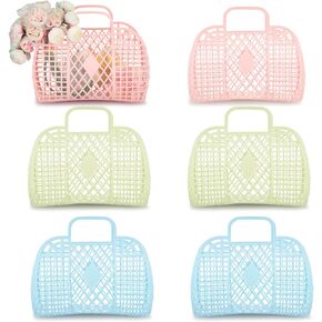 6 Pcs Jelly Tote Bags for Women Wedding Jelly Gifts Tote Bags Plastic Jelly Beach Basket for Wedding Girl Bridesmaid