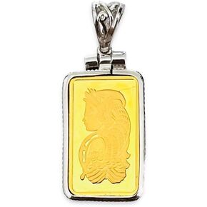 Sterling Silver bezel frame for 2.5 Gram PAMP Suisse Gold Bar Lady Fortuna and 2.5 gram Pamp Rosa