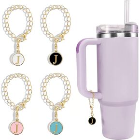 TERRISHE Initial Letter Charms Accessories for Stanley Cup, 4PCS Initial Name ID Letter Handle Charm for Stanley/Simple Modern Tumbler, Pesonlized Identification Letter Charms for Stanley Accesories