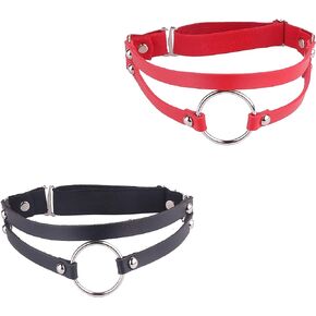 2 PCS Thigh Garters for Women, Round Garter,Garter Belt Plus Size, Leg Harness Garter Belts for Thigh Highs(Red+Black)