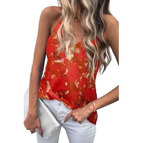 Zeagoo Camisole Tops for Women V-Neck Spaghetti Strap Tank Top Long Sexy Flowy Summer Textured Sleeveless Tops