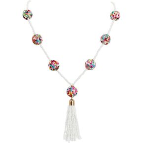 BERYOHZ Necklace for Women, Long Beaded Tassels Necklace with Rhinestones, Statement Necklace Party Gift for Her