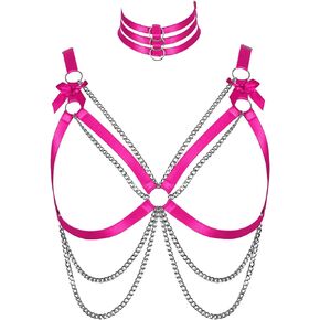 Women's Body Harness Bra Plus Size Metal Chain Hollow Bra Punk Gothic Halloween Carnival Party Fashion Dance Costume