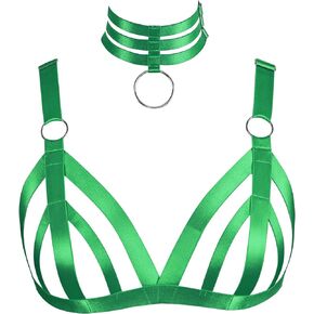 Women's Body Harness Bra Plus Size Punk Gothic Top Hollow Fashion Bra Belt Halloween Carnival Costume 14 Colors