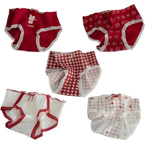 SINMIUANIME Women's Cotton Underwear Medium Waist Briefs Cosplay Anime Print Soft Breathable Japanese Lingerie Panties 5 Pack
