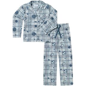 PajamaGram Kids Pajamas Boys - Boys' Sleepwear, Blue Plaid Sports, 14