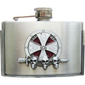 JEAN'S FRIEND Cross Celtic Knot Three Ounce Stainless Steel Flask Belt Buckle also Stock in US