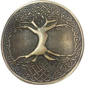 AAR Tree Celtic Round Kilt Belt Buckle Antique/Chrome Finish/Belt Buckles (Antique)