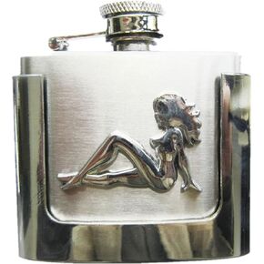 JEAN'S FRIEND Truck Girl Two Ounce Stainless Steel Flask Belt Buckle also Stock in the US