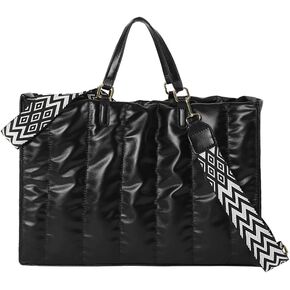 CORIOS Quilted Tote Bag for Women Soft Puffy Handbag PU Leather Shoulder Bag Down Cotton Padded Top Handle Bag Crossbody Bag