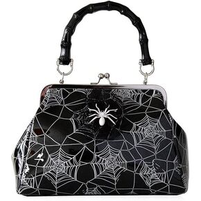 Killian Spiderweb Vintage Kisslock Handbag Glitter Spider Brooch Purse