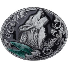 Wolf Belt Buckle for Men, Norse Viking Wolf Head Belt Buckle, Howling Wolf Oval Belt Buckle, Punk Wolf Leaf Belt Buckle, Western Cowboy Belt Buckle, Silver Wedding Belt Buckle Gifts