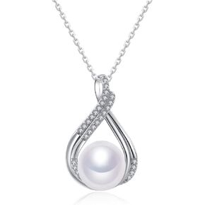 Real Freshwater Cultured Pearl Pendant Necklaces for Women 10mm Pearls -Valentine's Day, Christmas, Gifts for Wife Mom Girlfriend, Anniversary Birthday Fine Jewelry Gifts for Her