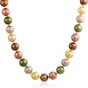 Black, White Brown Grey Blue Multi-Color Strand Long 10MM Simulated Pearl Necklace for Women 18, 20 Inch