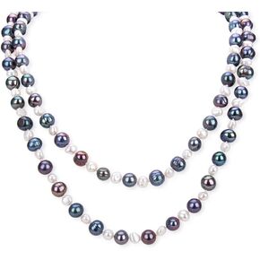 7-8mm White Black Freshwater Cultured Pearl Necklace for Women's Pearl Strand Necklaces