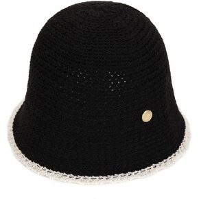 Acrylic Linen Blended Short Bucket Hat with White Edge Brenda