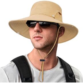 Sukeen Wide Brim Sun Hat for Men Women Removable Hat Top Adjustable Fishing Hat UPF50+ Boonie Hat for Hiking Garden Safari
