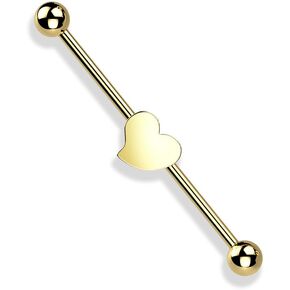 14 Gauge Heart Shaped Industrial Barbell Cartilage 316L Surgical Stainelss Steel (Choose Color)